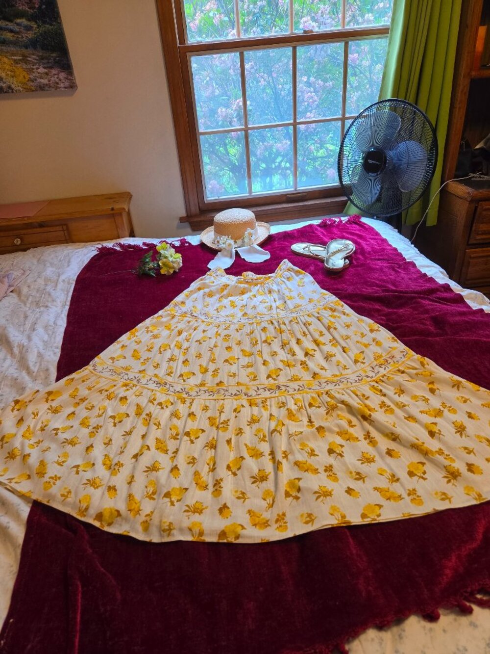 GORGEOUS ROSE& OLIVE FLORAL TIERED MAXI SIZE SMALL